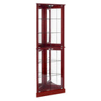 Vitrine d'angle avec éclairage, étagères réglables en verre trempé, fond miroir