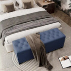 Banc de rangement ottoman extra long de 140 cm avec coffre de rangement à couvercle rabattable et assise rembourrée pour entrée et pied de lit