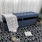 Banc de rangement ottoman extra long de 140 cm avec coffre de rangement à couvercle rabattable et assise rembourrée pour entrée et pied de lit