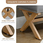 Banc de rangement capitonné en lin avec 35 boutons