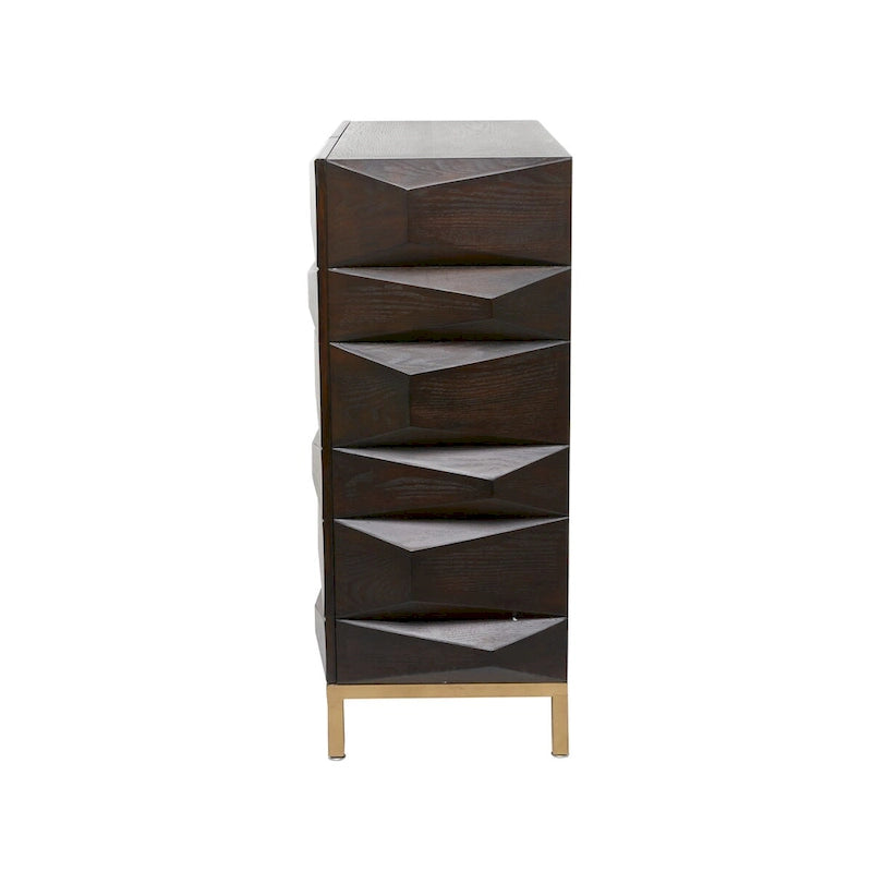 Meuble géométrique en bois avec 1 étagère et 2 ou 4 portes - Marron