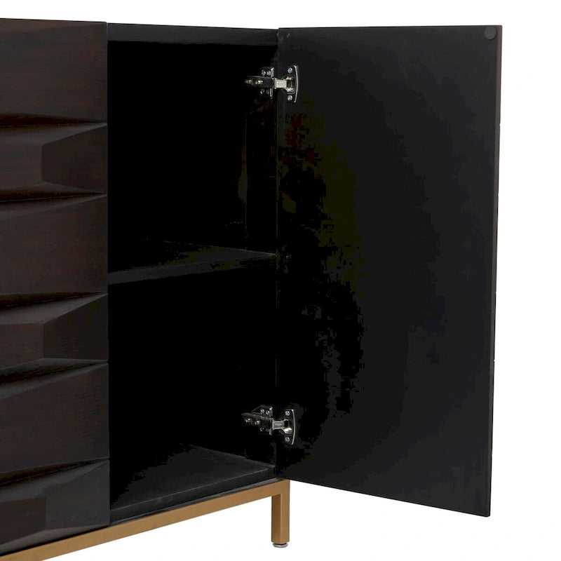 Meuble géométrique en bois avec 1 étagère et 2 ou 4 portes - Marron