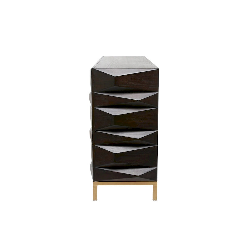 Meuble géométrique en bois avec 1 étagère et 2 ou 4 portes - Marron