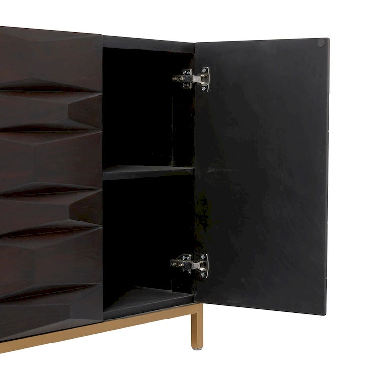 Meuble géométrique en bois avec 1 étagère et 2 ou 4 portes - Marron