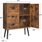 Meuble de rangement avec porte en rotin et 3 tiroirs - 30P x 80L x 78H cm