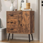 Meuble de rangement avec porte en rotin et 3 tiroirs - 30P x 80L x 78H cm