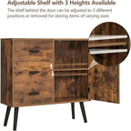 Meuble de rangement avec porte en rotin et 3 tiroirs - 30P x 80L x 78H cm