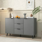 Bahut de salle à manger avec rangement, meuble bar à café en bois, armoire de 120 cm avec 3 tiroirs et 2 portes, buffet vaisselier