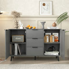 Bahut de salle à manger avec rangement, meuble bar à café en bois, armoire de 120 cm avec 3 tiroirs et 2 portes, buffet vaisselier