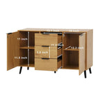 Bahut de salle à manger avec rangement, meuble bar à café en bois, armoire de 120 cm avec 3 tiroirs et 2 portes, buffet vaisselier