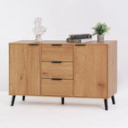 Bahut de salle à manger avec rangement, meuble bar à café en bois, armoire de 120 cm avec 3 tiroirs et 2 portes, buffet vaisselier