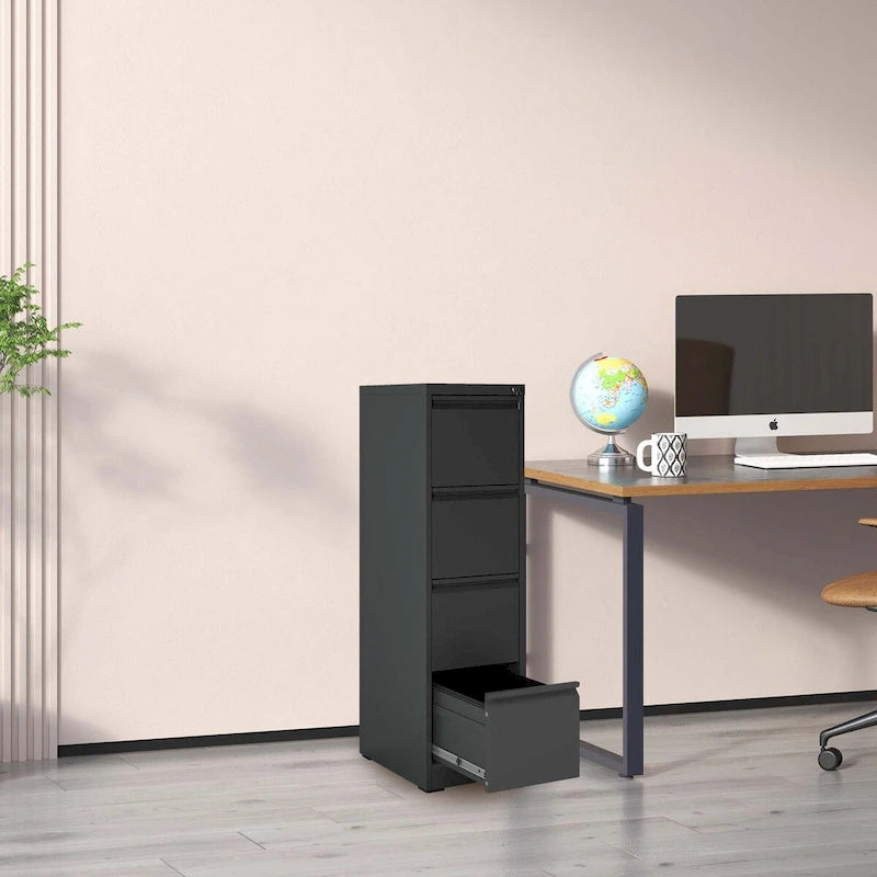 Meuble de classement vertical en métal à 4 tiroirs de 38 cm de large avec serrure, pour le bureau ou la maison, format A4/Legal/Lettre
