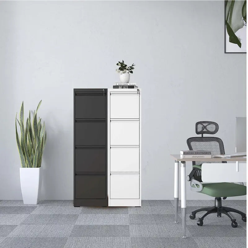 Meuble de classement vertical en métal à 4 tiroirs de 38 cm de large avec serrure, pour le bureau ou la maison, format A4/Legal/Lettre