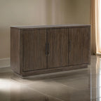 Olia 60 Inch Sideboard Buffet Server, 3 Cabinets, Adjustable Shelves, Brown