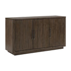 Buffet bahut de 60 po, marron et étain, 3 portes, étagères réglables
