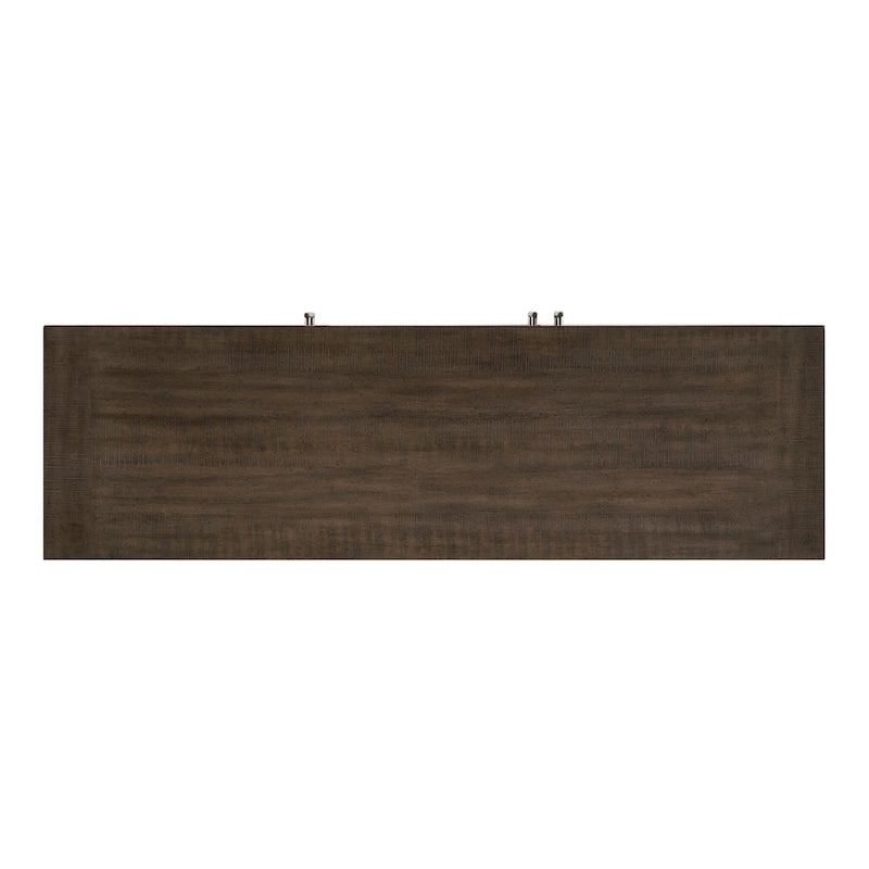 Buffet bahut de 60 po, marron et étain, 3 portes, étagères réglables