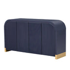 Meuble de rangement 4 portes à coins arrondis et panneaux de portes ondulés, avec étagères réglables