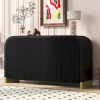 Meuble de rangement 4 portes à coins arrondis et panneaux de portes ondulés, avec étagères réglables
