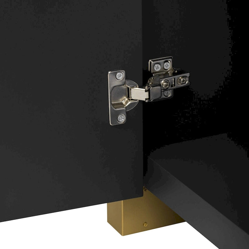 Meuble de rangement 4 portes à coins arrondis et panneaux de portes ondulés, avec étagères réglables