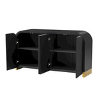 Meuble de rangement 4 portes à coins arrondis et panneaux de portes ondulés, avec étagères réglables