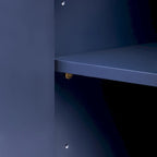 Meuble de rangement 4 portes à coins arrondis et panneaux de portes ondulés, avec étagères réglables