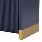 Meuble de rangement 4 portes à coins arrondis et panneaux de portes ondulés, avec étagères réglables
