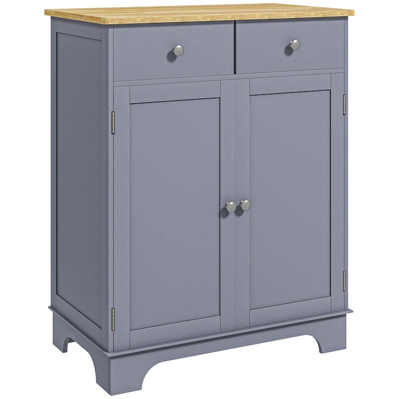Buffet de salle à manger, Meuble de cuisine à double porte, Meuble de rangement pour bar à café avec 2 tiroirs, Étagère réglable