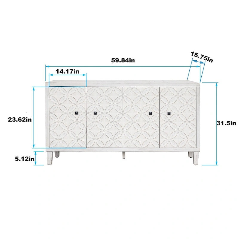 Meuble d'appoint 4 portes Meuble en bois Buffet de rangement