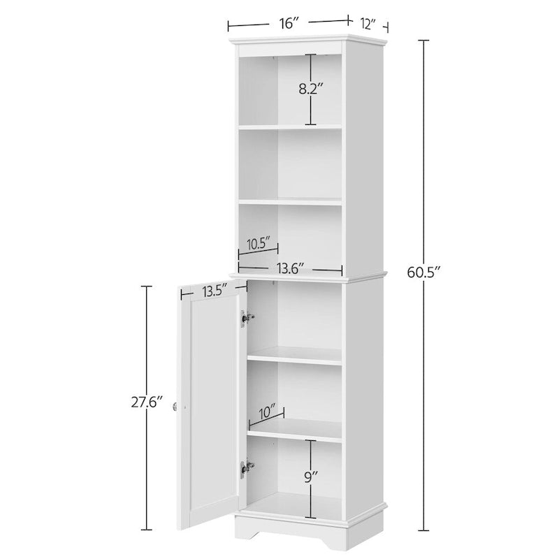 Meuble de salle de bain en bois avec porte simple et étagères