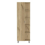 Armoire de toilette avec miroir - 4 étagères intérieures et 5 étagères extérieures, Chêne fumé