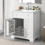 Meuble-lavabo avec évier intégré, porte et deux tiroirs