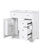 Meuble-lavabo avec évier intégré, porte et deux tiroirs