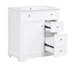 Meuble-lavabo avec évier intégré, porte et deux tiroirs
