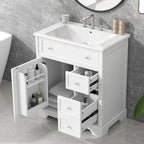 Meuble-lavabo avec évier intégré, porte et deux tiroirs