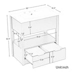 Meuble bas de salle de bain avec étagère ouverte et deux tiroirs