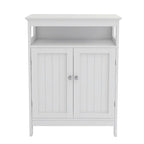 Meuble de rangement de salle de bain blanc sur pied avec portes persiennes doubles