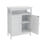 Meuble de rangement de salle de bain blanc sur pied avec portes persiennes doubles