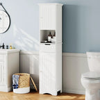 Armoire de rangement haute de salle de bain sur pied avec étagères réglables (67 po) - 11,7 P x 15,7 L x 66,8 H