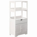 Meuble de rangement haut en bois sur pied, garde-manger de cuisine et meuble de salle de bain, un tiroir et 2 portes, blanc