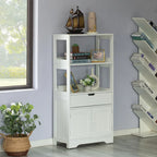 Meuble de rangement haut en bois sur pied, garde-manger de cuisine et meuble de salle de bain, un tiroir et 2 portes, blanc