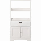 Meuble de rangement haut en bois sur pied, garde-manger de cuisine et meuble de salle de bain, un tiroir et 2 portes, blanc