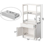 Meuble de rangement haut en bois sur pied, garde-manger de cuisine et meuble de salle de bain, un tiroir et 2 portes, blanc