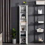 Colonne de rangement pour salle de bain avec étagère réglable et placards