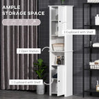 Colonne de rangement pour salle de bain avec étagère réglable et placards