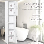 Colonne de rangement pour salle de bain avec étagère réglable et placards