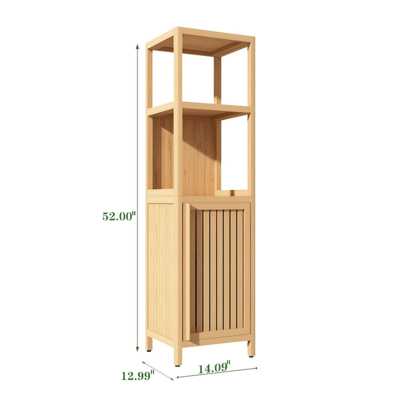Meuble de rangement multifonctionnel en bambou de grande capacité pour salle de bain