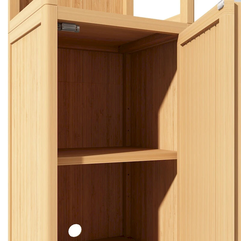 Meuble de rangement multifonctionnel en bambou de grande capacité pour salle de bain