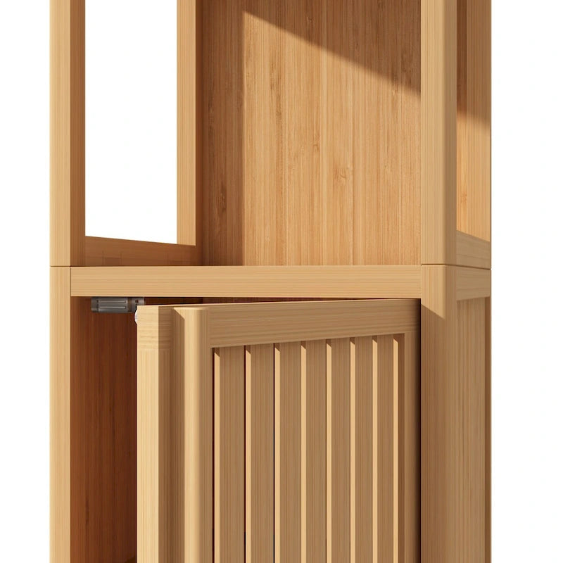Meuble de rangement multifonctionnel en bambou de grande capacité pour salle de bain