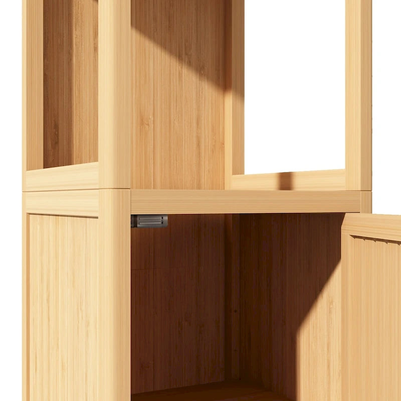 Meuble de rangement multifonctionnel en bambou de grande capacité pour salle de bain