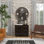 Coffre de rangement vintage en similicuir avec rivets et sangles - Noir